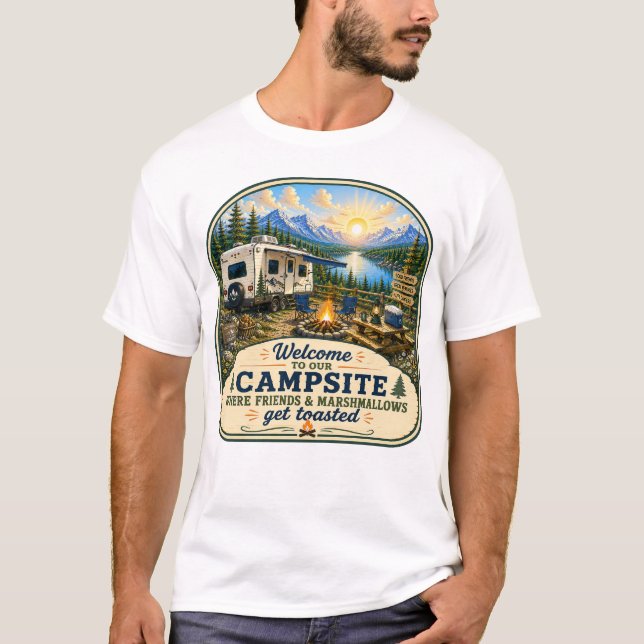 Freunde & Marshmallows werden geröstet T-Shirt (Vorderseite)
