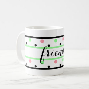 Freunde Mint Green Pink Polka Dots Kaffeetasse