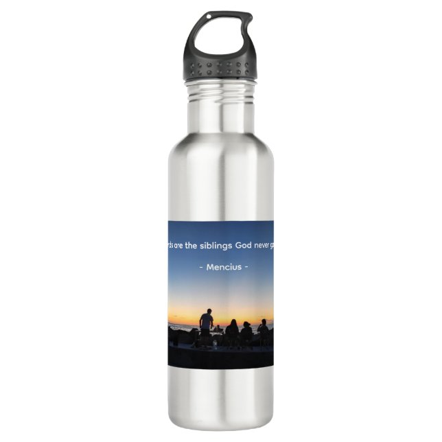Freunde mit Sonnenuntergang Wasserflasche Edelstahlflasche (Vorderseite)