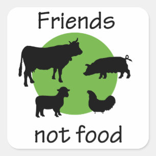 Freunde, nicht Essen Quadratischer Aufkleber