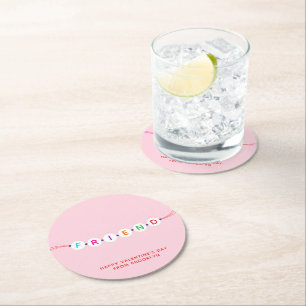 Freunde niedliche Freundschaft Armband pink Valent Runder Pappuntersetzer
