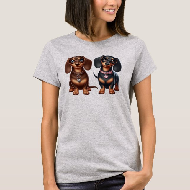 Freunde niedlicher Dackeln T-Shirt (Vorderseite)