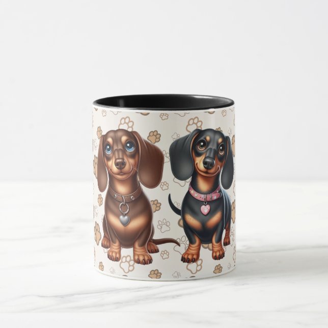 Freunde niedlicher Dackeln Tasse (Zentrum)