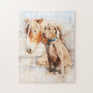 Freunde - Pferd und Hund Puzzle