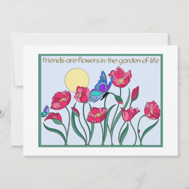 Freunde sind Blume im Garten des Lebens Einladung (Vorderseite)