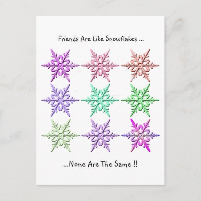 Freunde sind wie Schneeflocken. Postkarte (Vorderseite)