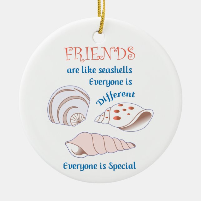 Freunde sind wie Seashells Keramik Ornament (Vorne)