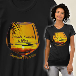 Freunde, Sonnenuntergänge und Wein 2441 T-Shirt