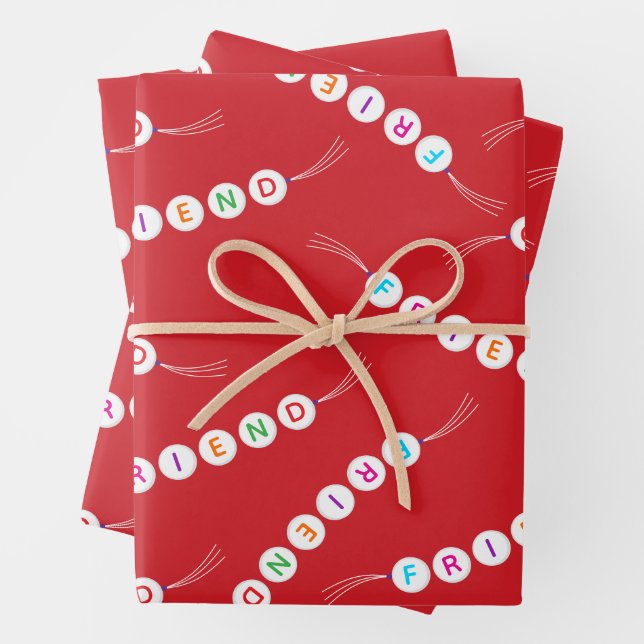 Freunde Spaß niedlich Freundschaftsbracelet Muster Geschenkpapier Set (Beispiel)