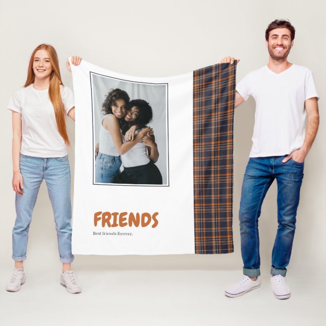 Freunde Spaß Personalisiert Orange Tartan Fleecedecke (Beispiel)