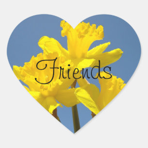 Freunde Sticker Narzissen Blumen Herz geschärft