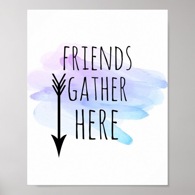Freunde treffen sich hier lila und blau poster (Vorne)