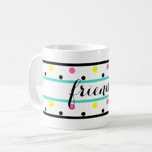 Freunde Türkis Yellow Pink Polka Dots Kaffeetasse