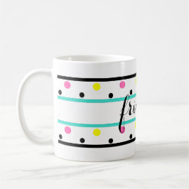 Freunde Türkis Yellow Pink Polka Dots Kaffeetasse