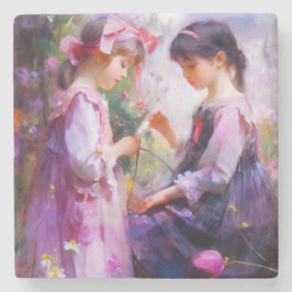 Freunde und Blume 2 Steinuntersetzer