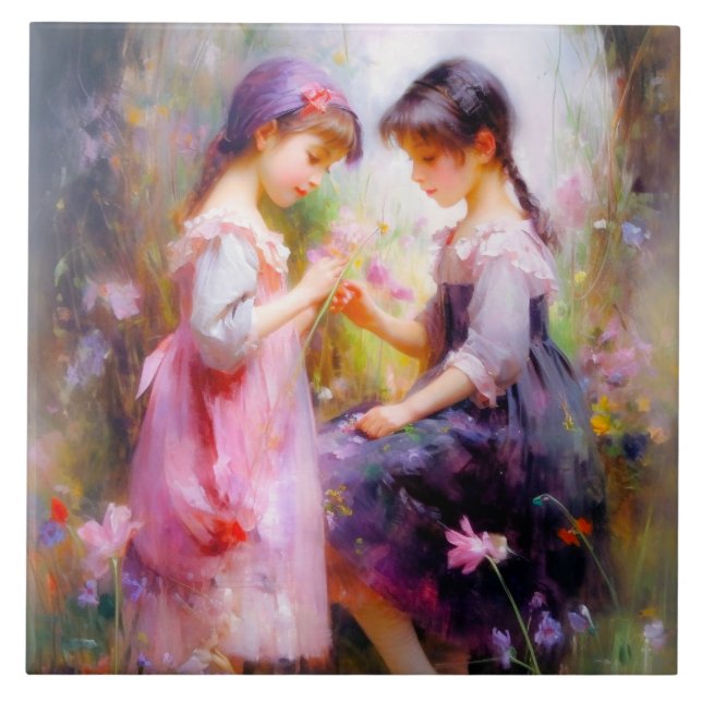 Freunde und Blume Fliese (Vorderseite)