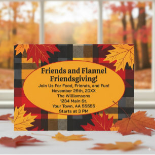 Freunde und Flannel Friendsgiving Karierte Einladu Einladung