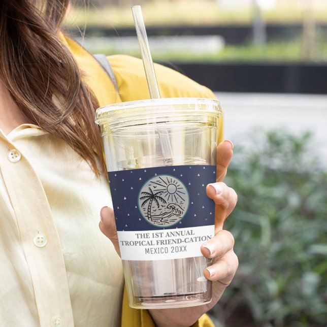 Freunde Urlaub Tropische Girls Tour Palmen Acryltrinkbecher (Von Creator hochgeladen)