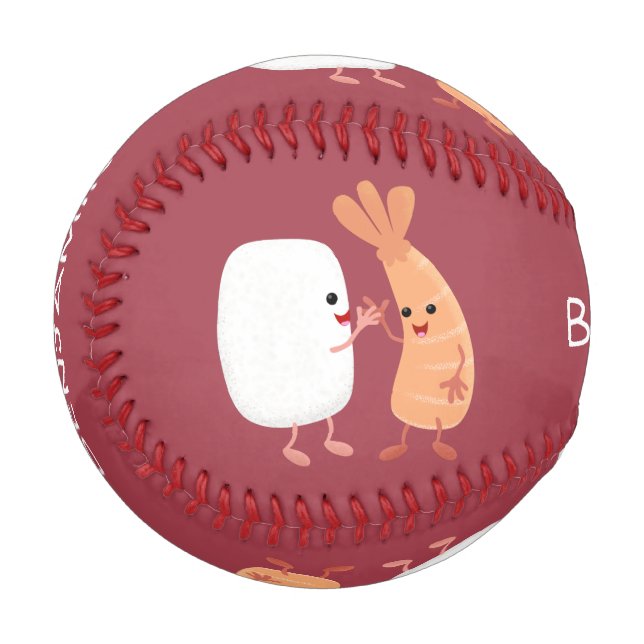 Freunde von niedlichem Sushi-Reis Cartoon Baseball (Vorderseite Links)
