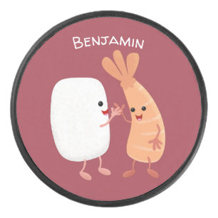 Freunde von niedlichem Sushi-Reis Cartoon Eishockey Puck