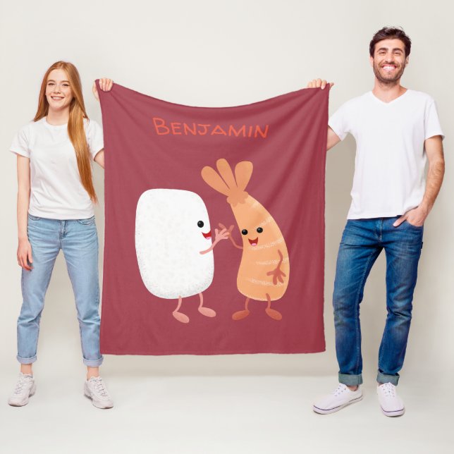 Freunde von niedlichem Sushi-Reis Cartoon Fleecedecke (Beispiel)