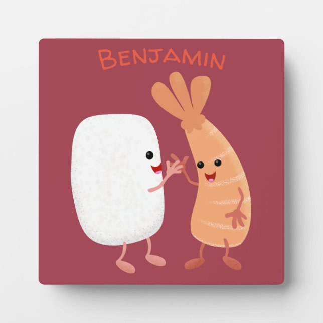 Freunde von niedlichem Sushi-Reis Cartoon Fotoplatte (Vorderseite)