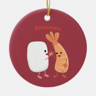 Freunde von niedlichem Sushi-Reis Cartoon Keramik Ornament