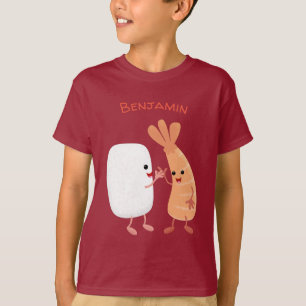 Freunde von niedlichem Sushi-Reis Cartoon T-Shirt