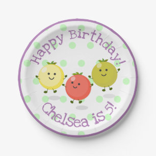 Freunde von niedlichen Kirschtomaten Cartoon Illus Pappteller