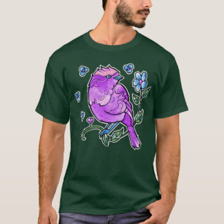 Freunde von niedlichen Lila Vogelarten und Blumen T-Shirt