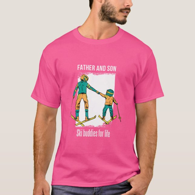 Freunde von Vater und Sohn von Ski Buddies T-Shirt (Vorderseite)