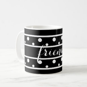 Freunde White Polka Dots Black Kaffeetasse