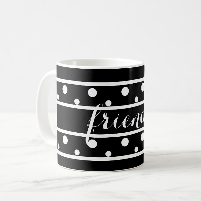 Freunde White Polka Dots Black Kaffeetasse (Vorderseite Links)
