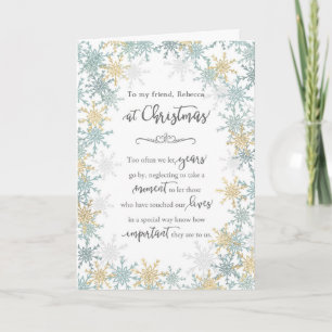 Freunde zu Weihnachten Glitzer Snowflakes Persönli Karte