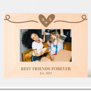 Freundes-Herz-Monogramm individuelle Holzrahmen Geätzte Rahmen