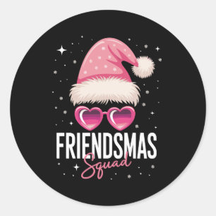 Freundes-Weihnachts-Trupp Rosa Weihnachtsmannhut H Runder Aufkleber