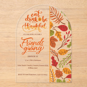 Freundesdankfest Thanksgiving-Abendessen Orange He Acryleinladungen