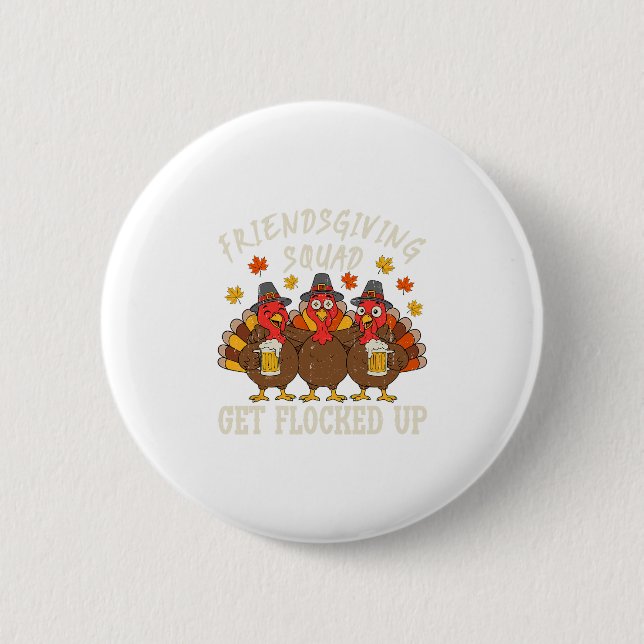 Freundesdankfest-Trupp Truthahn Erntedankfest Freu Button (Vorderseite)