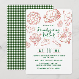 Freundesdankfestessen Vintage Rustikales Essen Gin Einladung