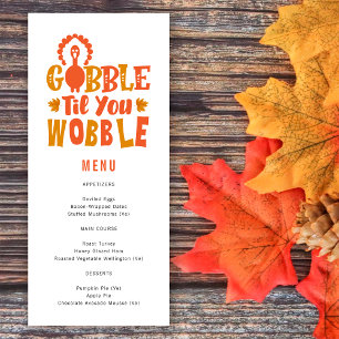 Freundesdinner Gobble Til You Wobble Menükarte