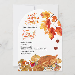 Freundesdinner Thanksgiving Erntedankfest Truthahn Einladung