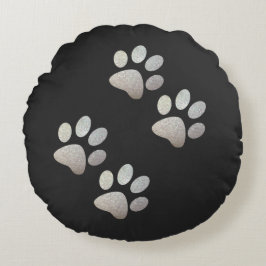 Freundhund funkelt Silberpfanne Rundes Kissen