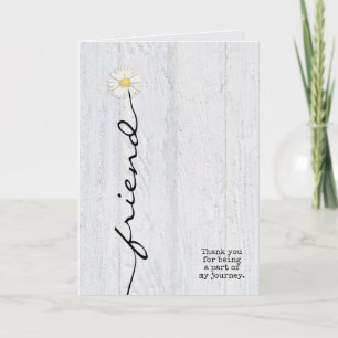 Freundin Blume auf Holz danke Karte