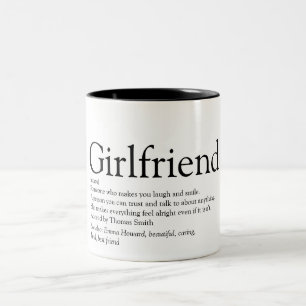 Freundin Definition Schwarz-Weiß Spaß Zweifarbige Tasse