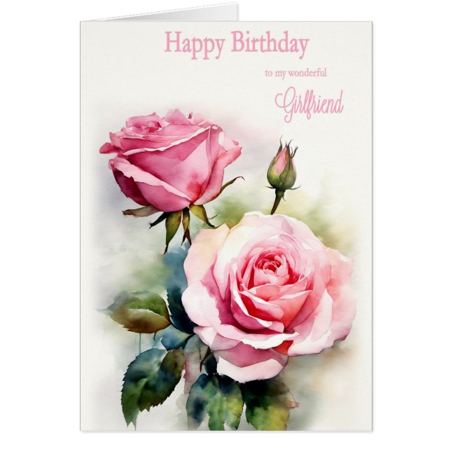 Freundin Geburtstags-Rose Aquarellfarbe (Vorne)