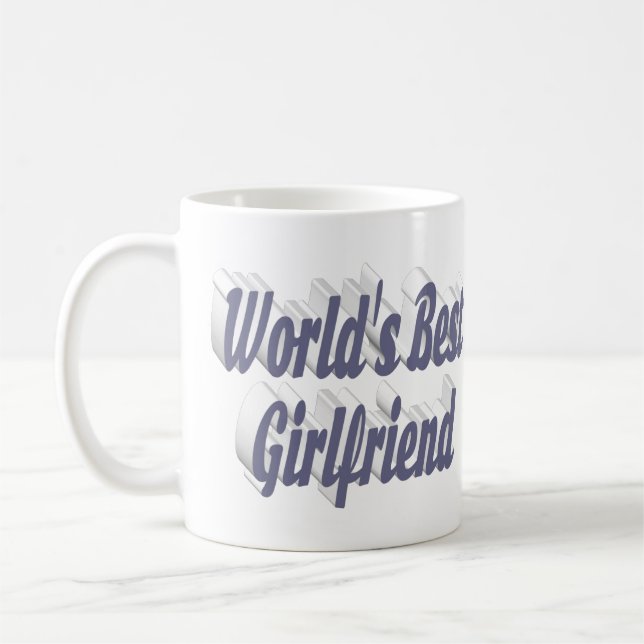 Freundin mit grauer Halbtypografie Kaffeetasse (Links)