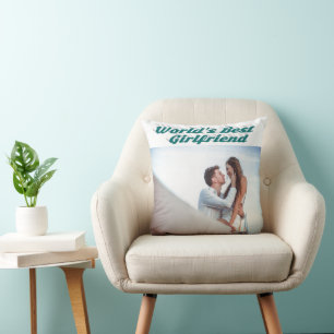 Freundin mit grünem Typografie-Foto Kissen