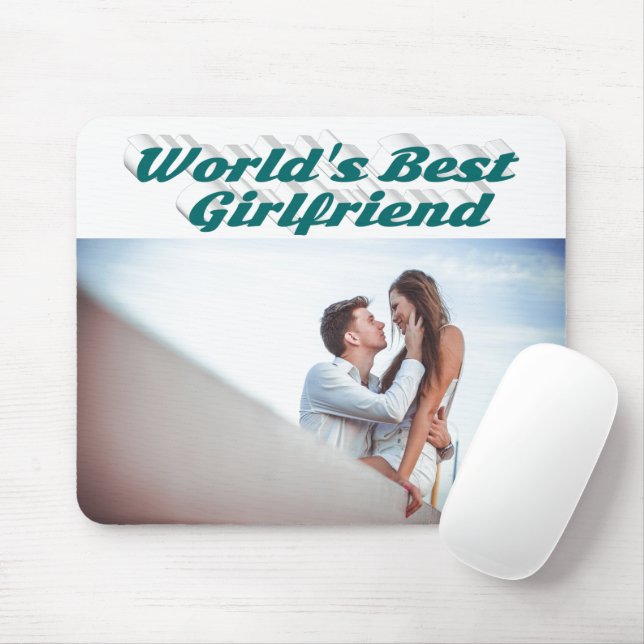 Freundin mit grünem Typografie-Foto Mousepad (Mit Mouse)