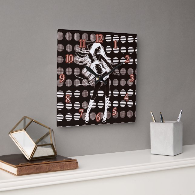 Freundin Quadratische Wanduhr (Büro)