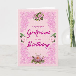 Freundin zum Geburtstag mit rosa Rosenkarte Karte